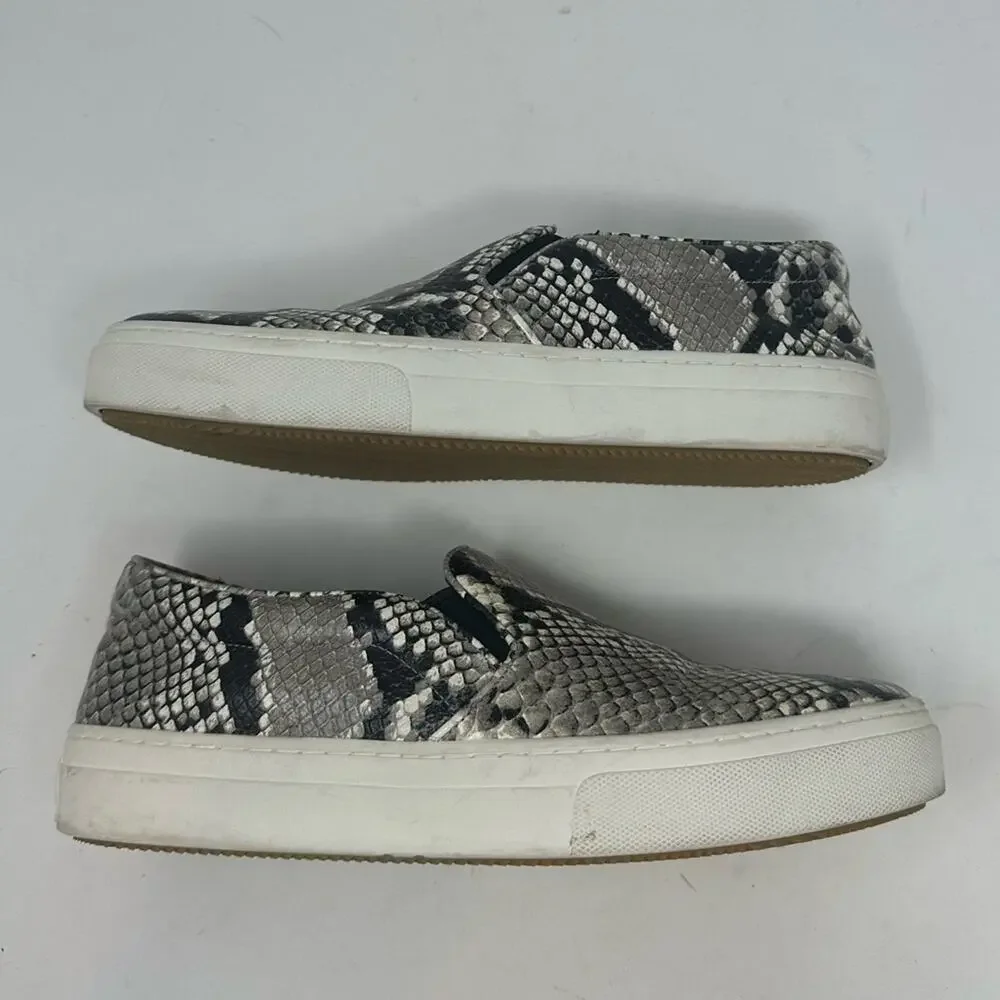 Tory Burch Women's Slip On Sneakers Roccia Print Leather Snakeskin Size 8